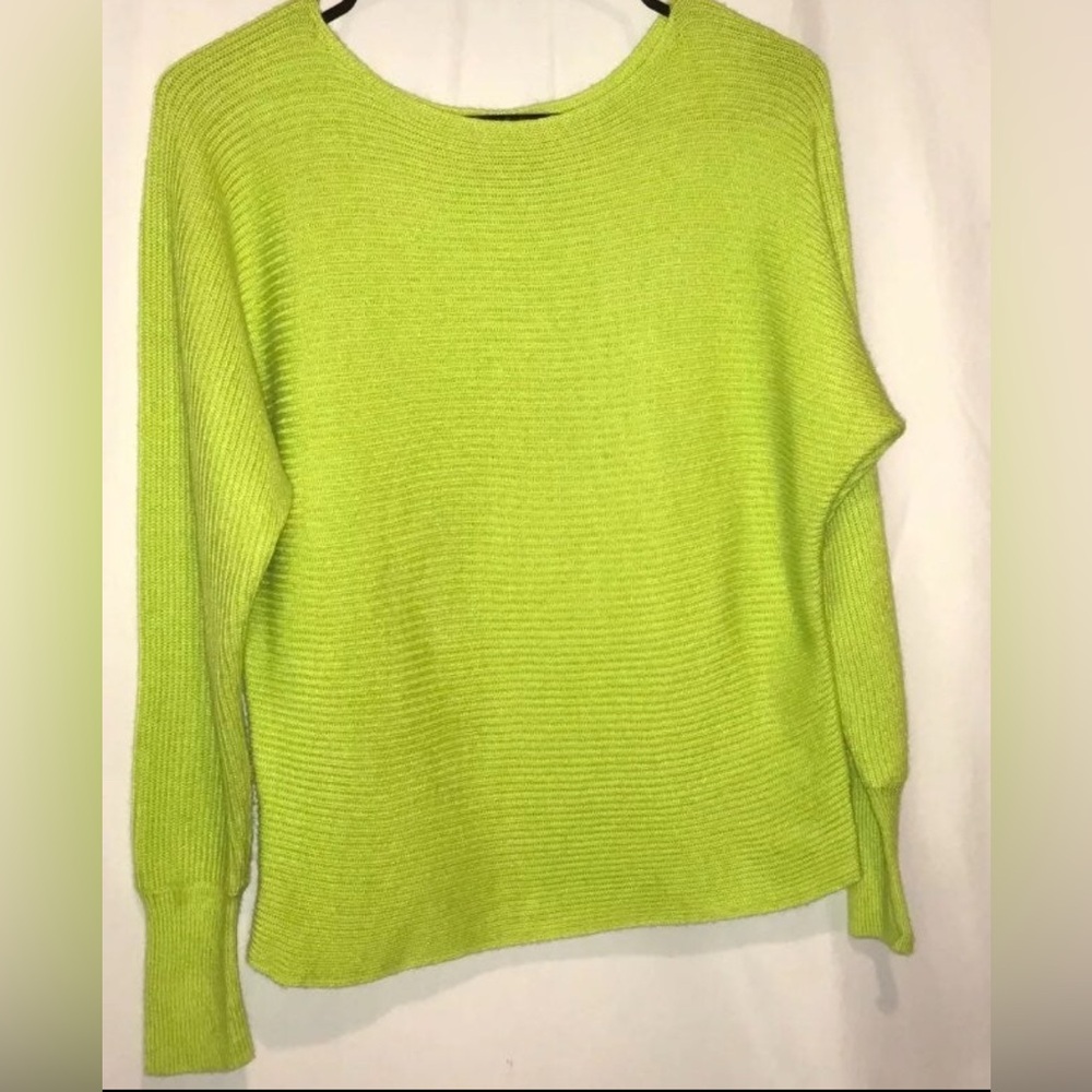 JCP Women’s Sweater Size Small Neon Green Wool Blend Ribbed Casual